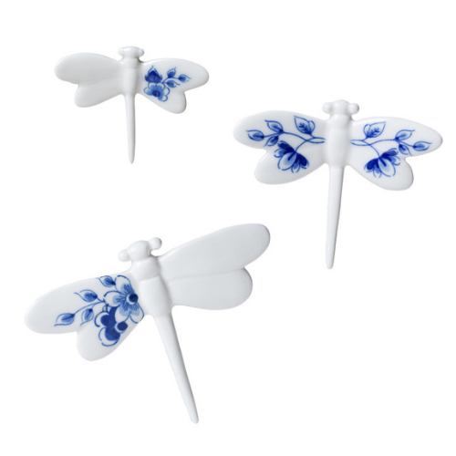 Heinen Delfts Blauw Wanddecoratie Libelle - Set van 3